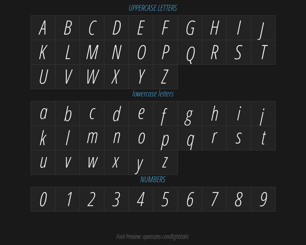 opensans-condlightitalicPreview