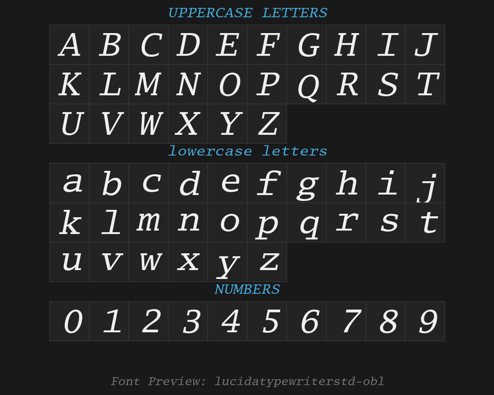 lucidatypewriterstd-oblPreview