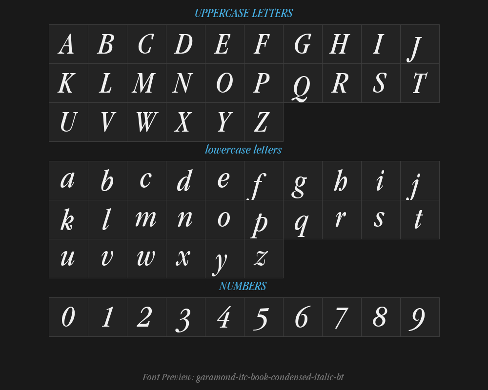 garamond-itc-book-condensed-italic-btPreview