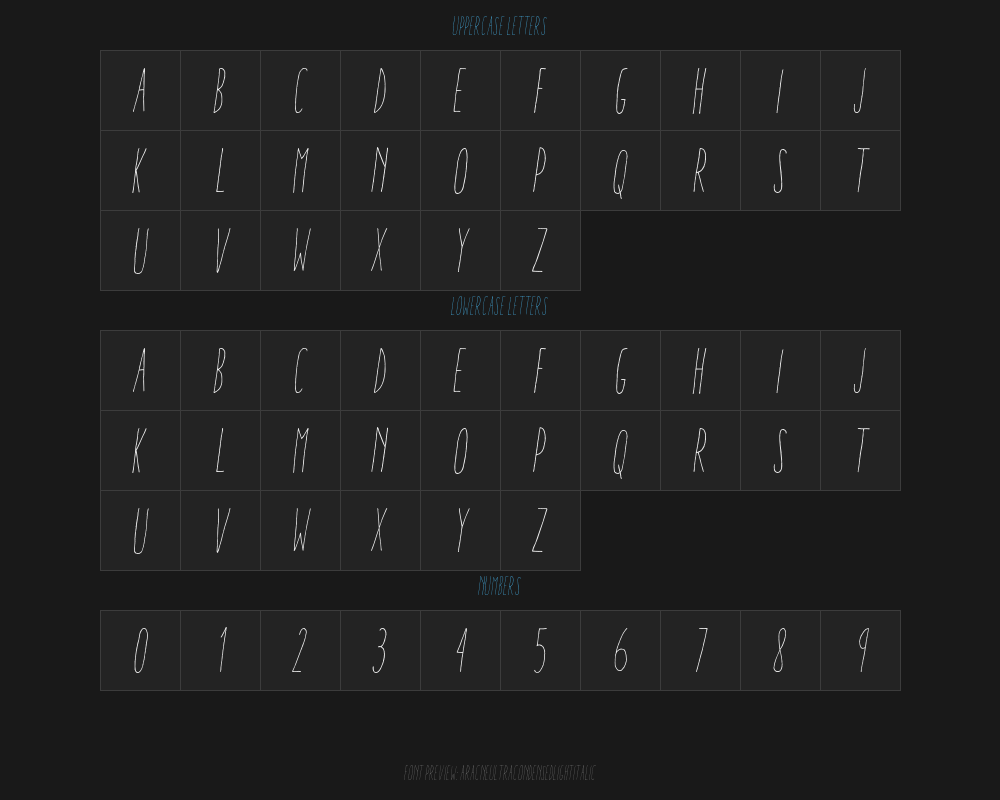 aracneultracondensedlightitalicPreview