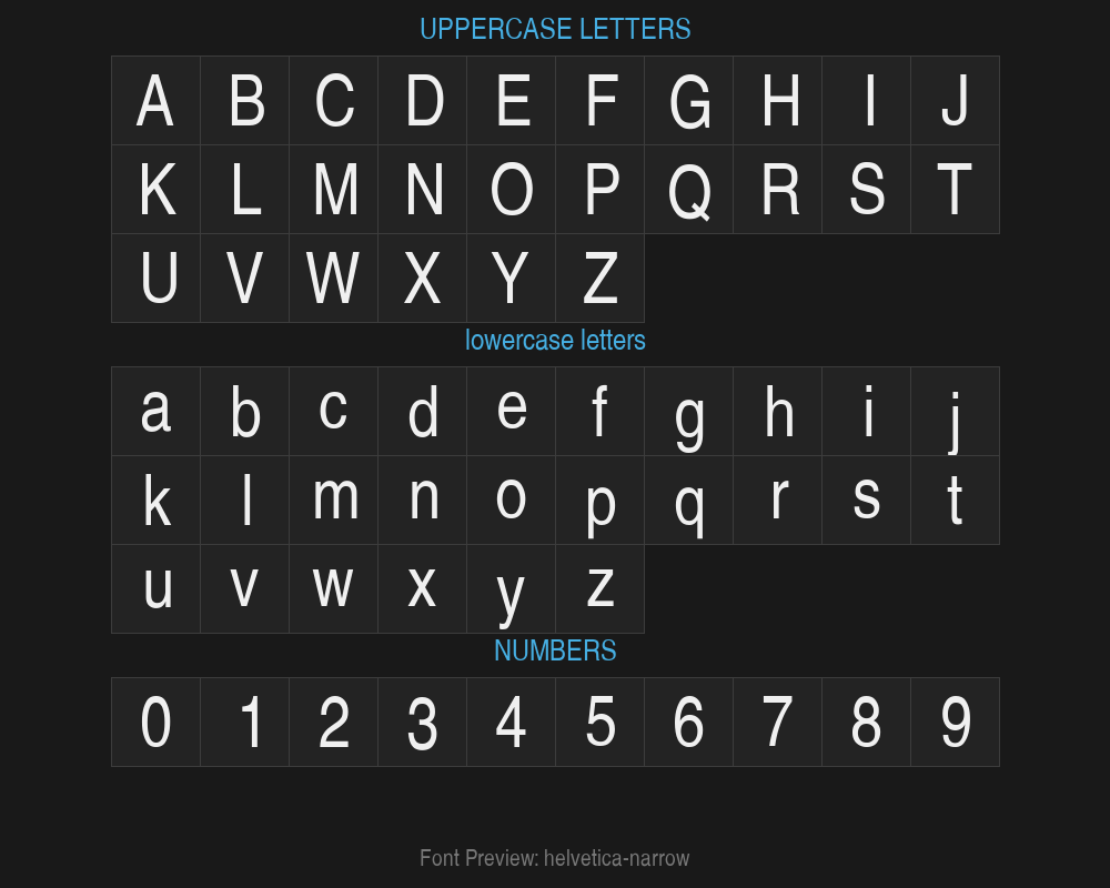 helvetica narrowPreview
