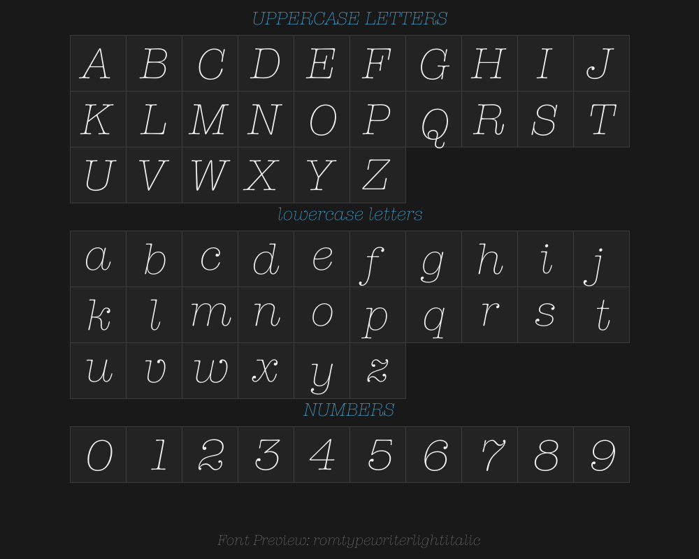 romtypewriterlightitalicPreview