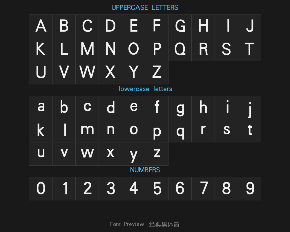 Classic Bold Simplified typePreview