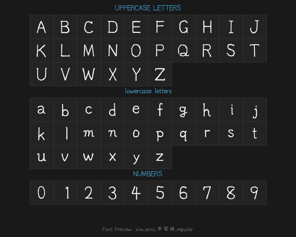 "Xim_sans_handwriting _regular.ttfPreview