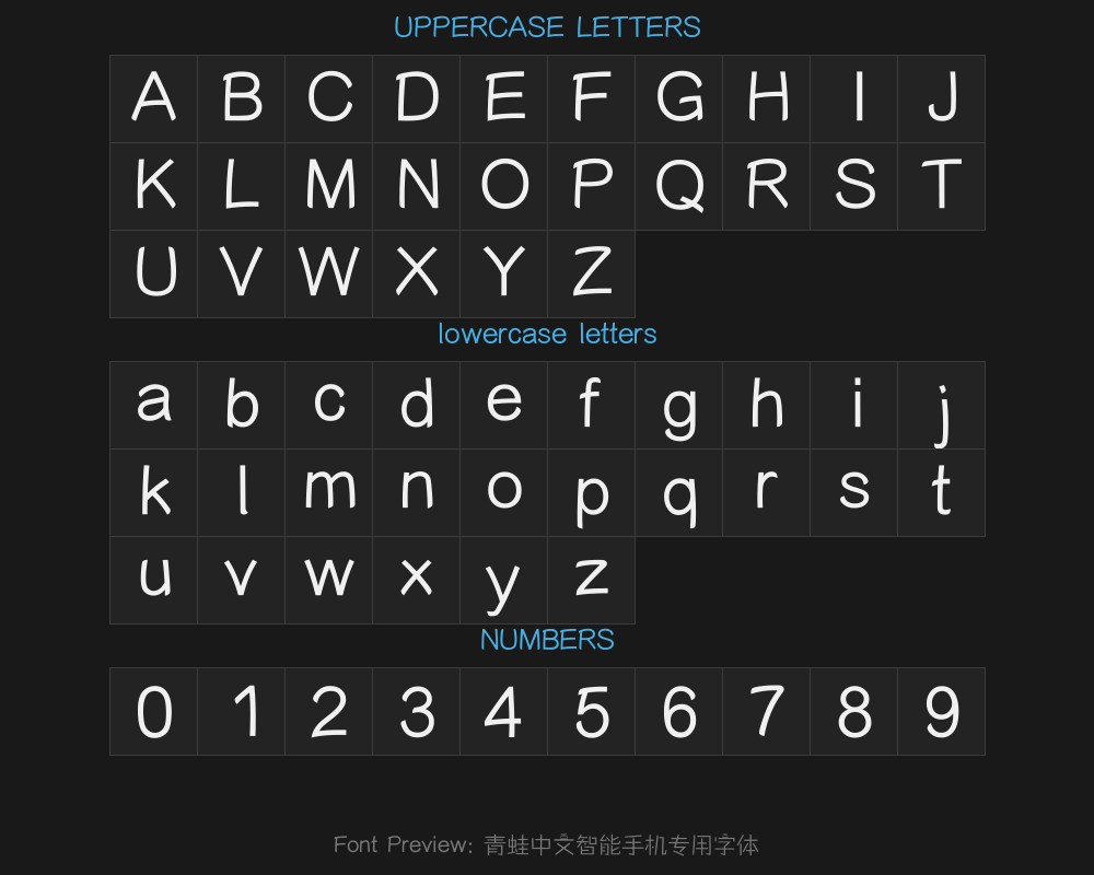 Frog Chinese smartphone dedicated fontPreview