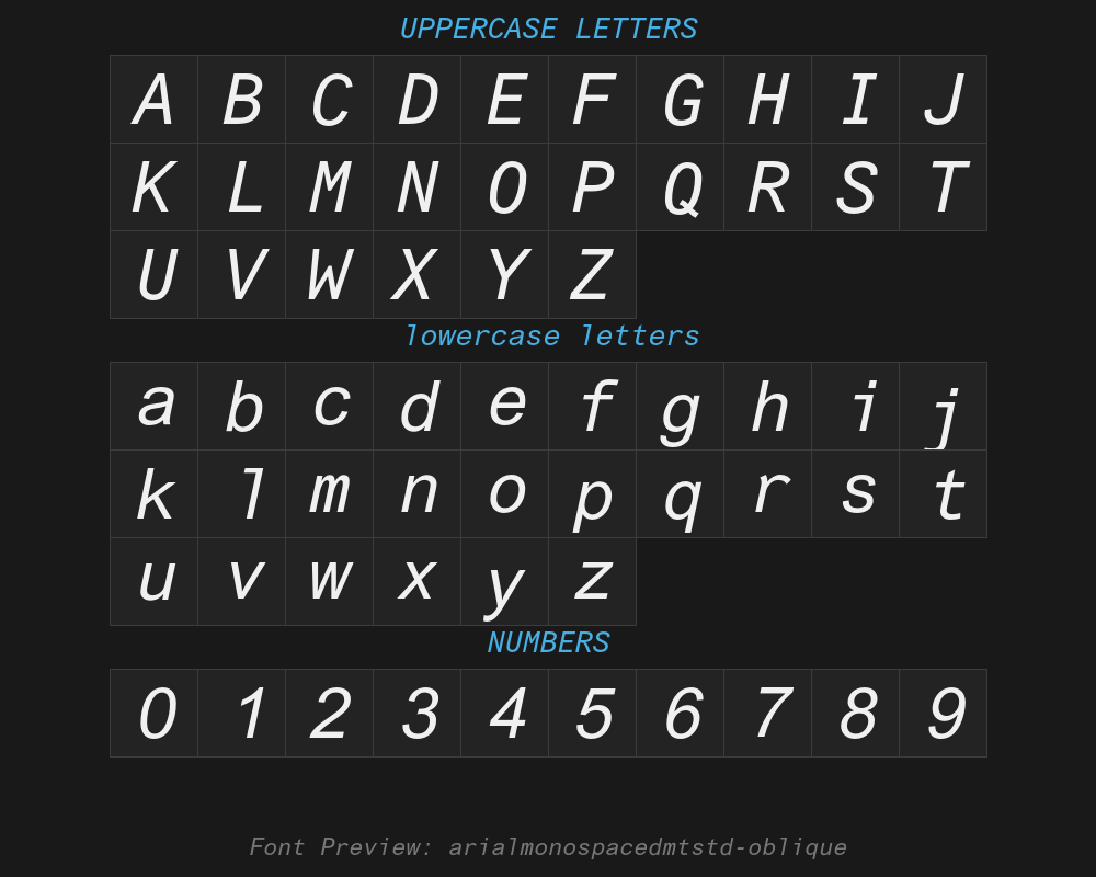 arialmonospacedmtstd-obliquePreview
