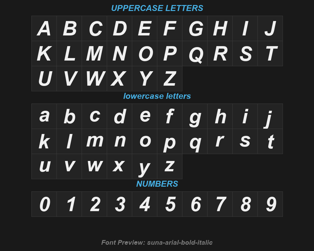 suna-arial-bold-italicPreview