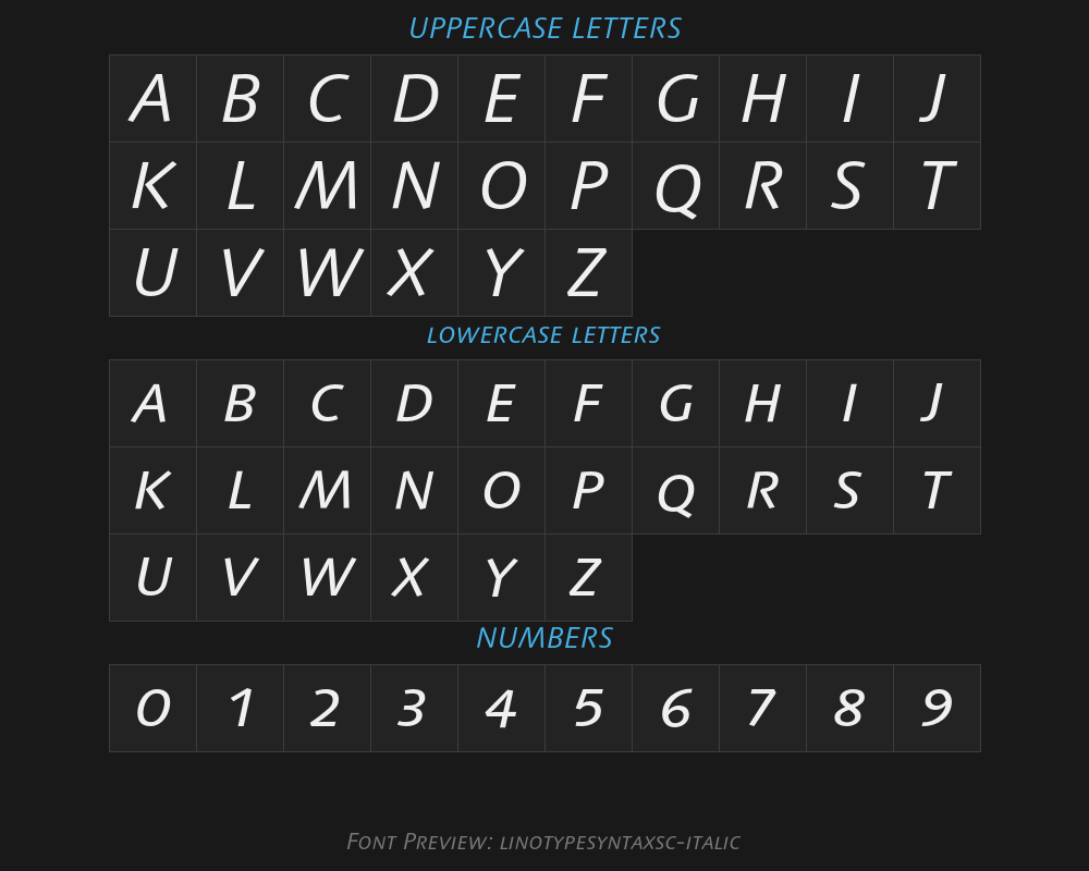 linotypesyntaxsc-italicPreview