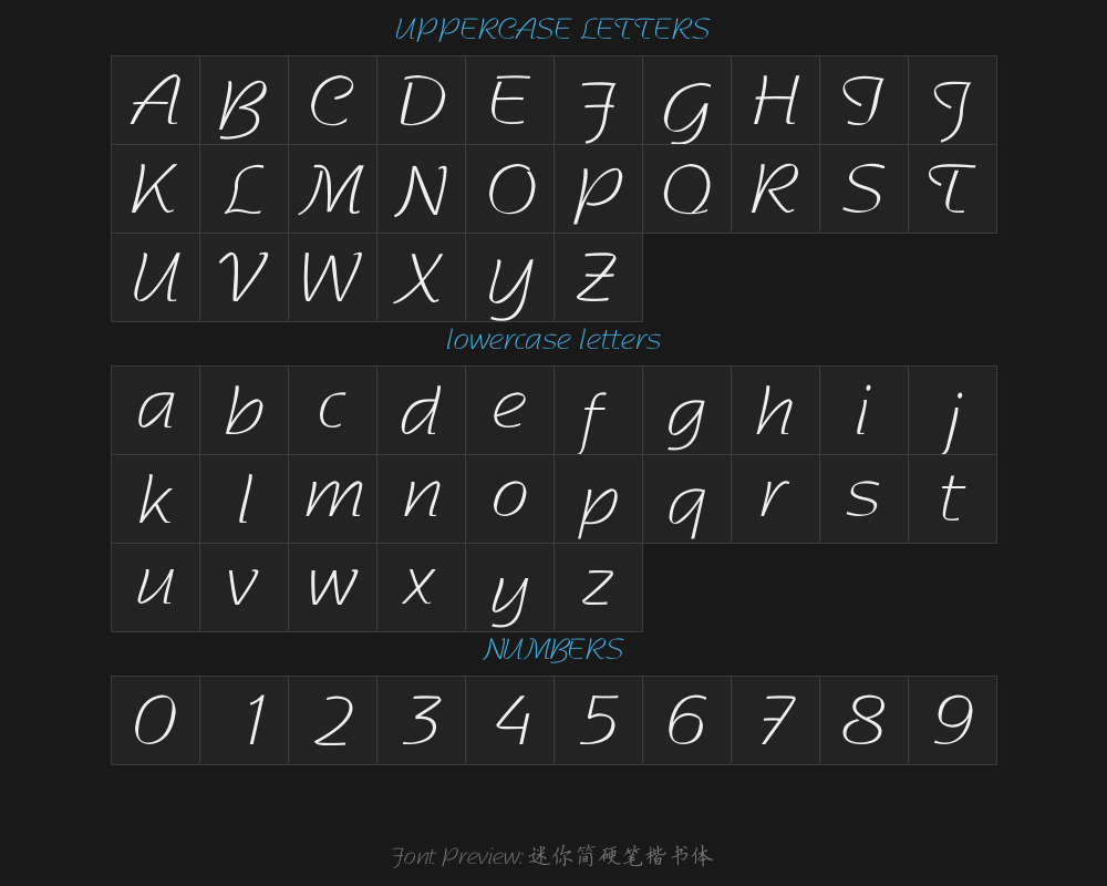 Mini Simple Hard Pen Regular Script typePreview