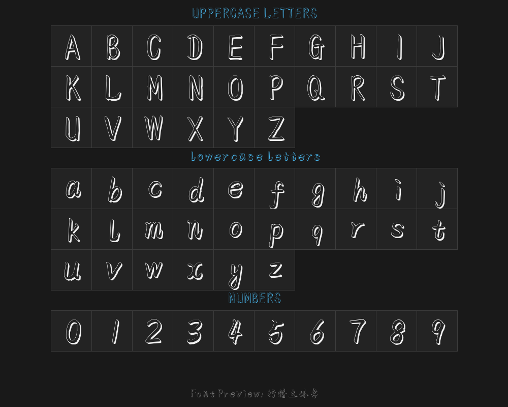 Three-dimensional running and regular script typePreview