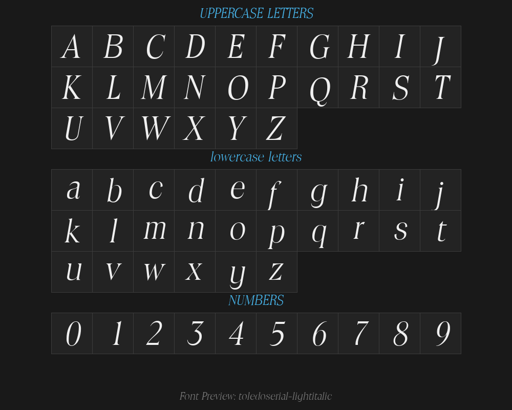 toledoserial-lightitalicPreview
