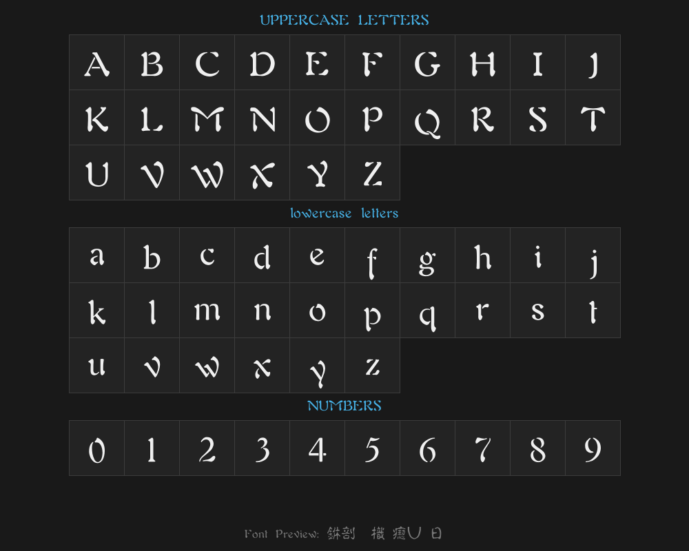 Chinese Longdan Ancient type. ttfPreview