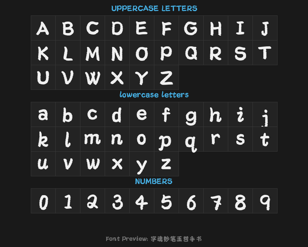 " Zhi Miaobi, Handwritten by Yuzhe.ttfPreview