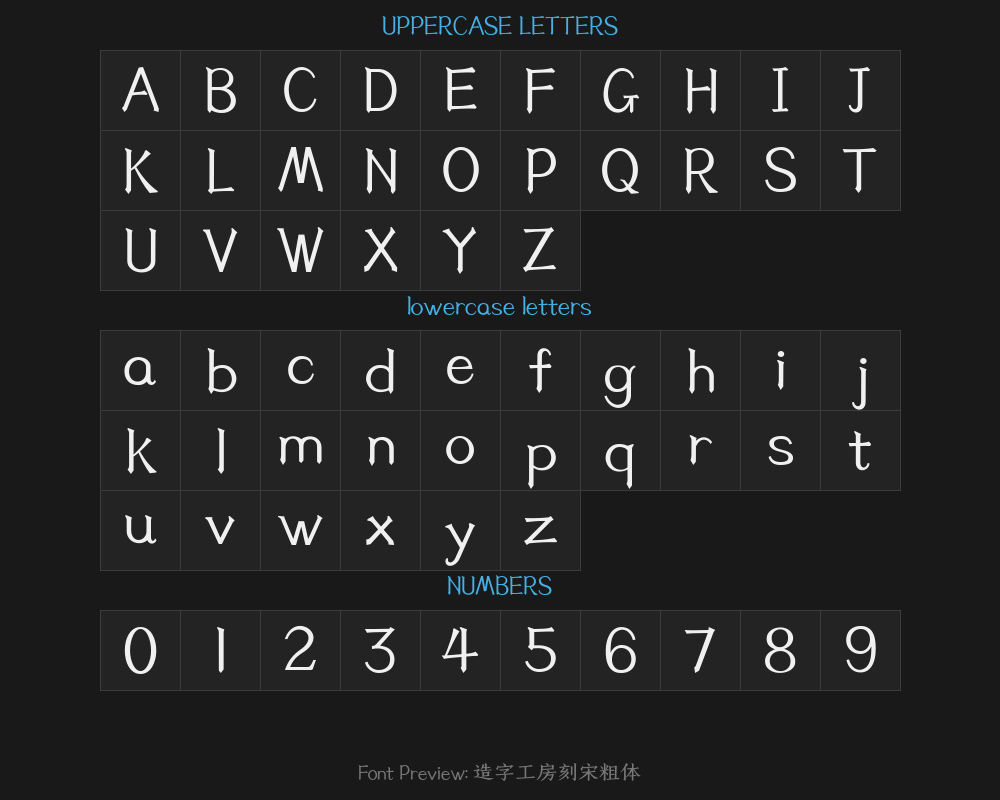Zaozi Workshop engraved Song bold typePreview