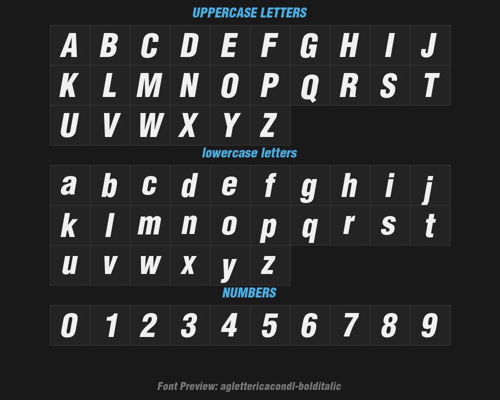aglettericacondl-bolditalicPreview
