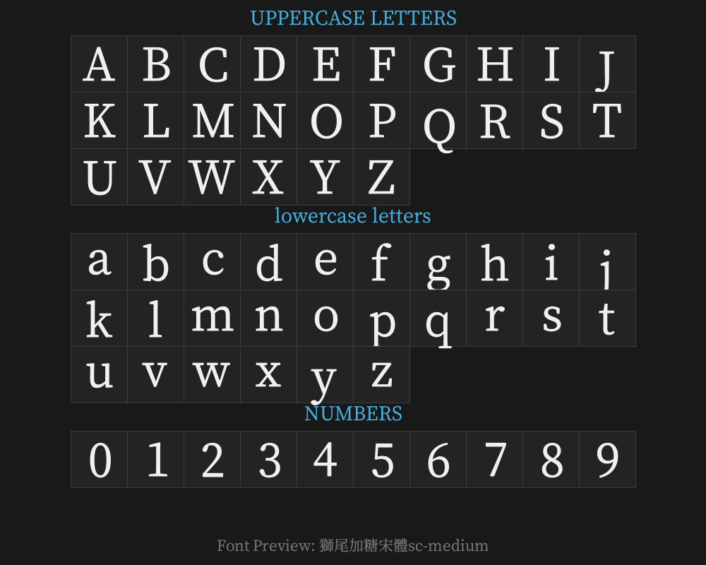 Lion-tailed sugar-Sweetened Song Typeface SC-medium-mPreview
