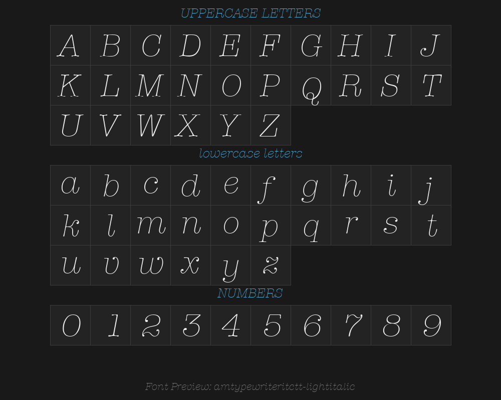 amtypewriteritctt-lightitalicPreview image