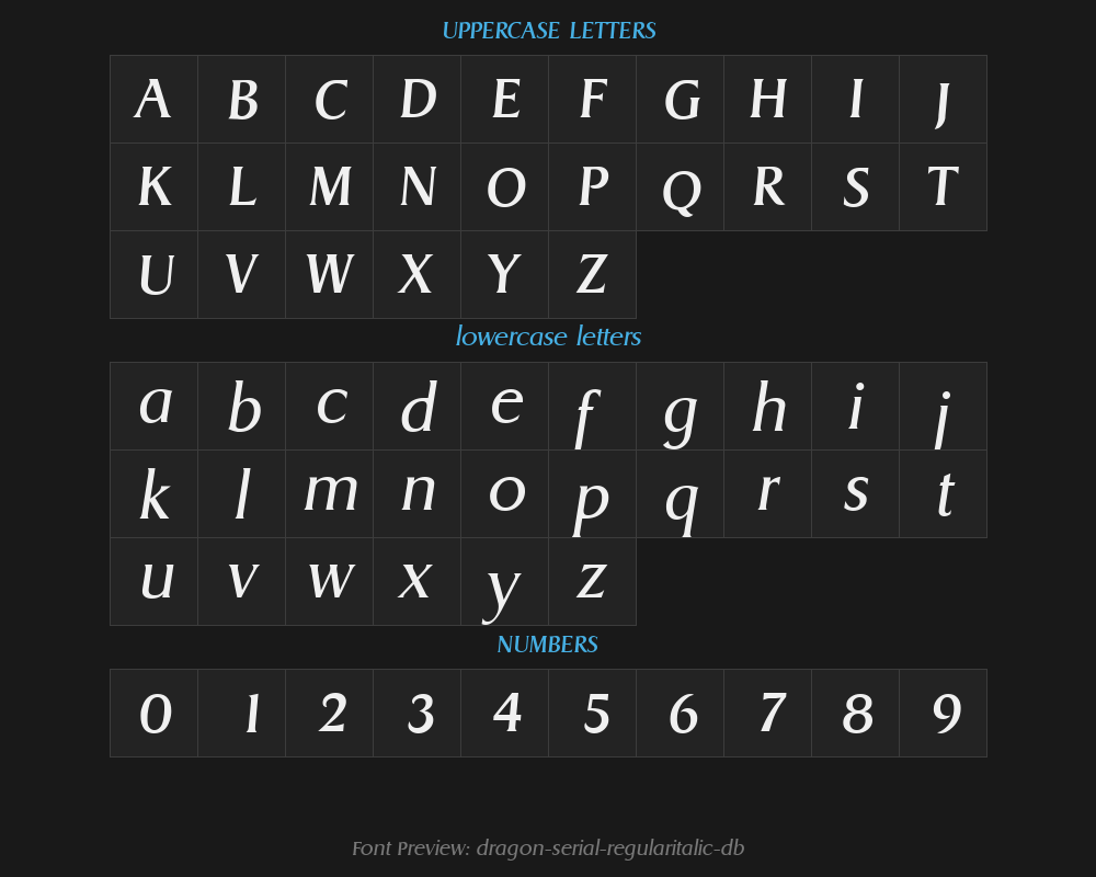dragon-serial-regularitalic-dbPreview