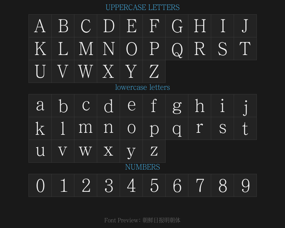 Chosun Ilbo in Ming typefacePreview