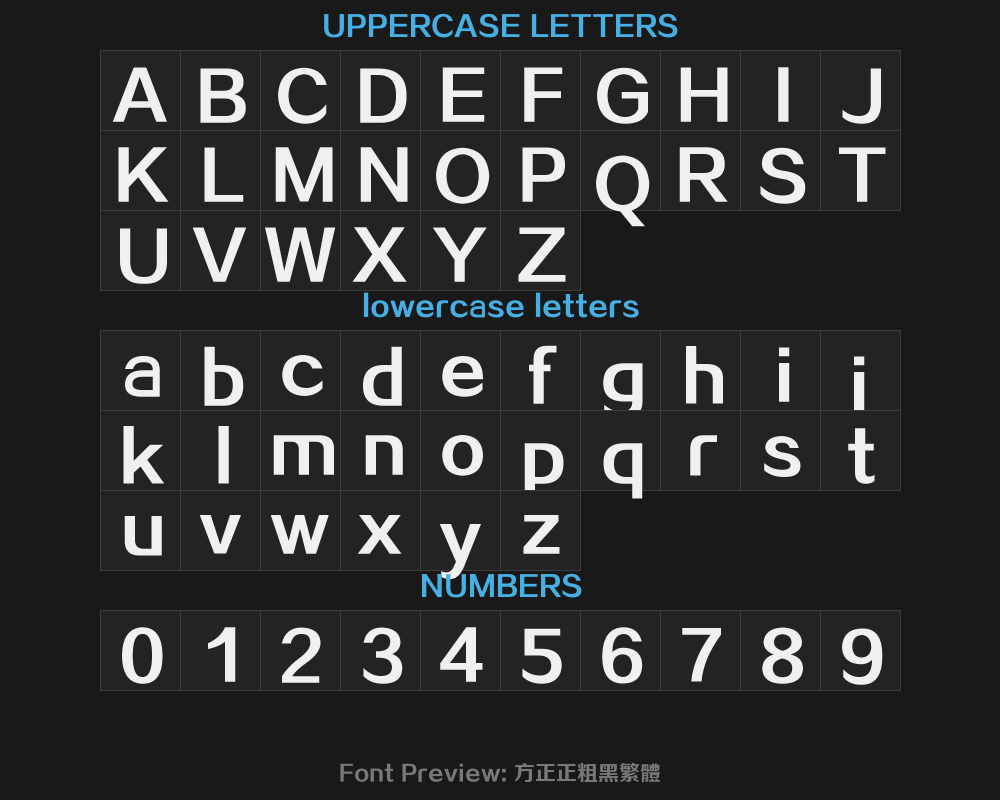 Fangzhengzheng bold Black Traditional type.ttfPreview
