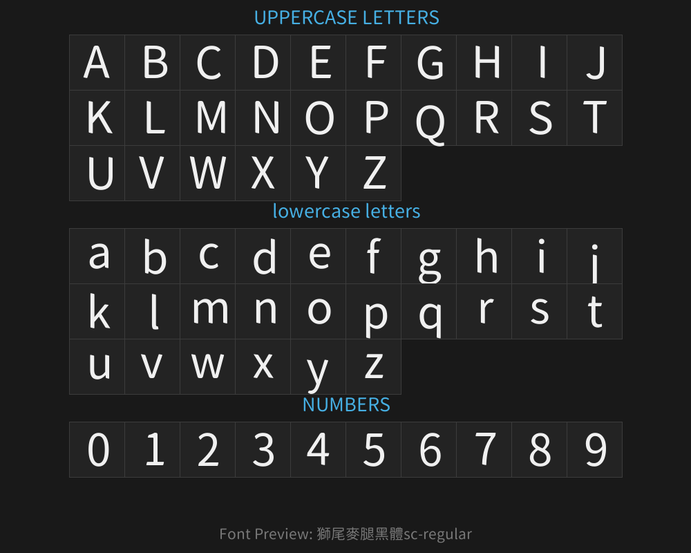 Lion-tailed wheat leg Black typeface sc-regularPreview