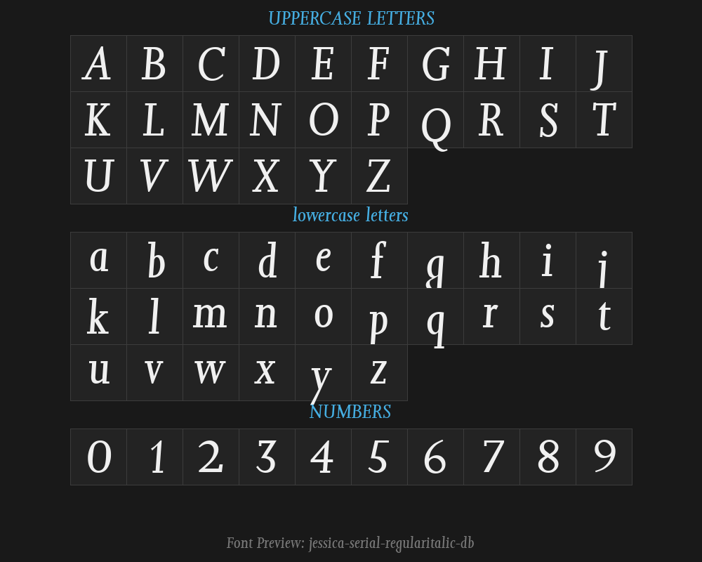 jessica-serial-regularitalic-dbPreview
