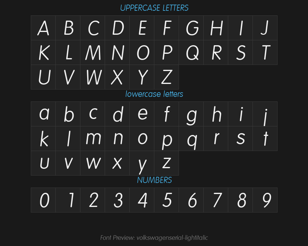 volkswagenserial-lightitalicPreview
