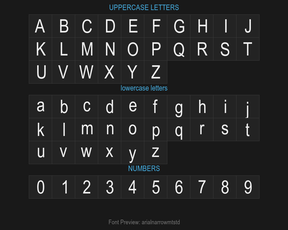 arialnarrowmtstdPreview
