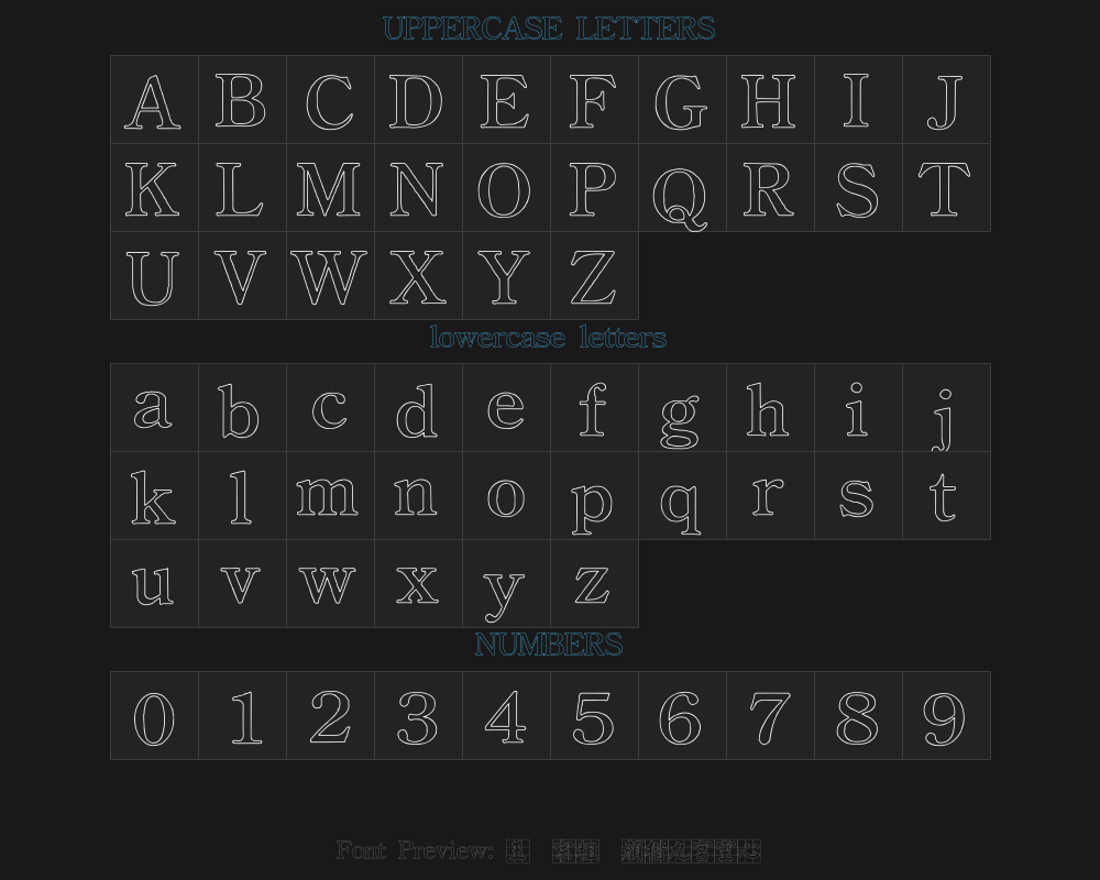 Wang Hanzong's rough script Yan Regular script Nine-Palace Hollow HollowPreview