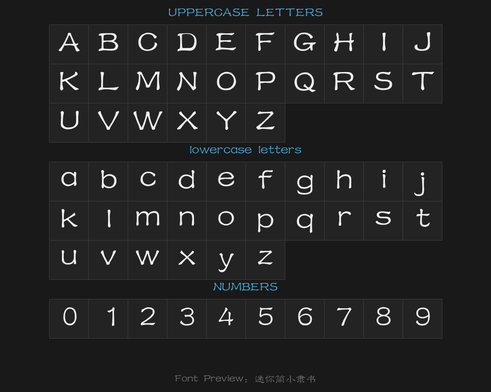 Mini simple clerical script.ttfPreview