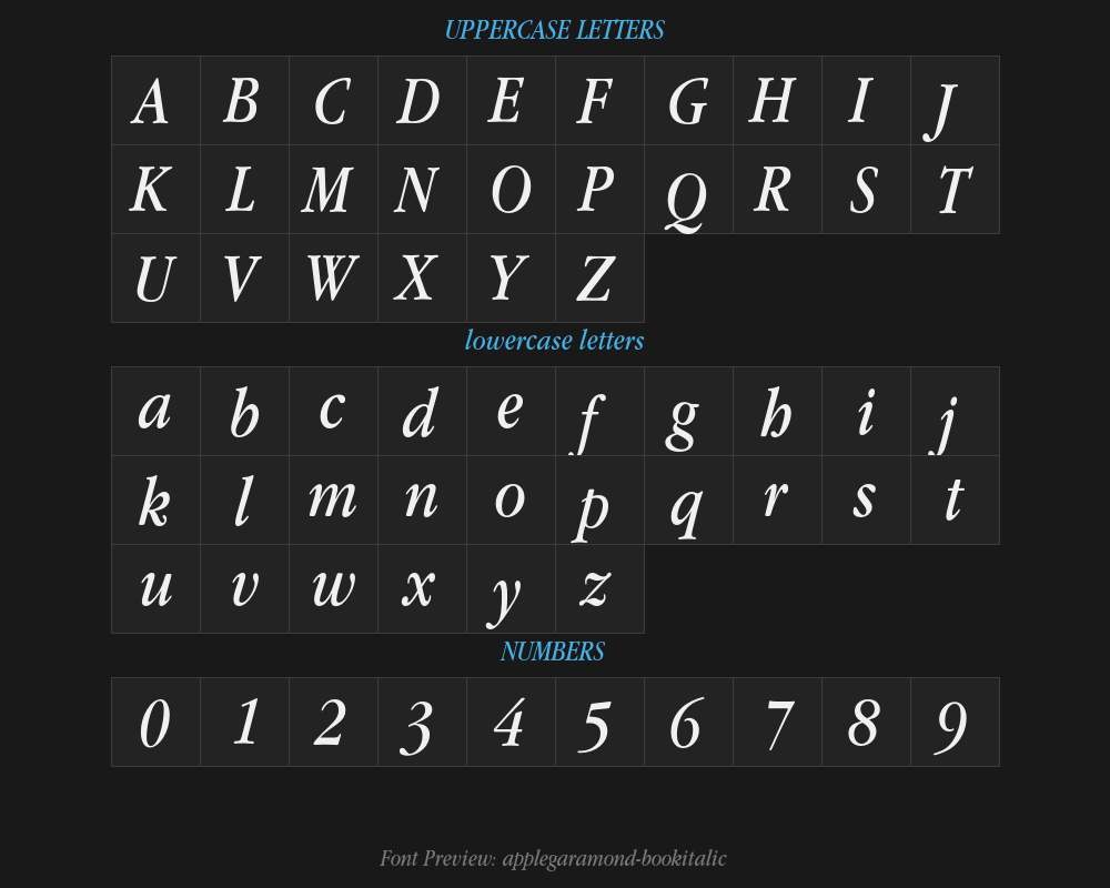 applegaramond-bookitalicPreview