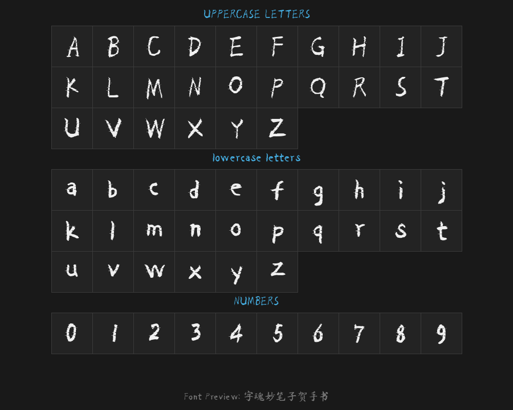 " "字 妙笔子 and Hand Script.ttfPreview
