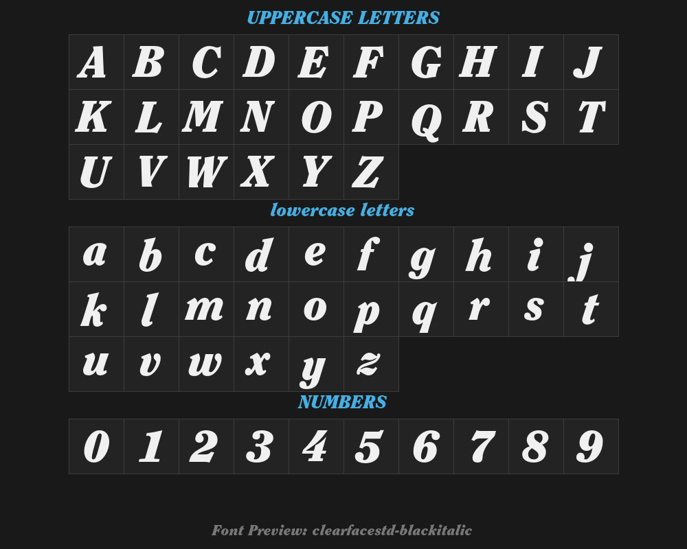 clearfacestd-blackitalicPreview
