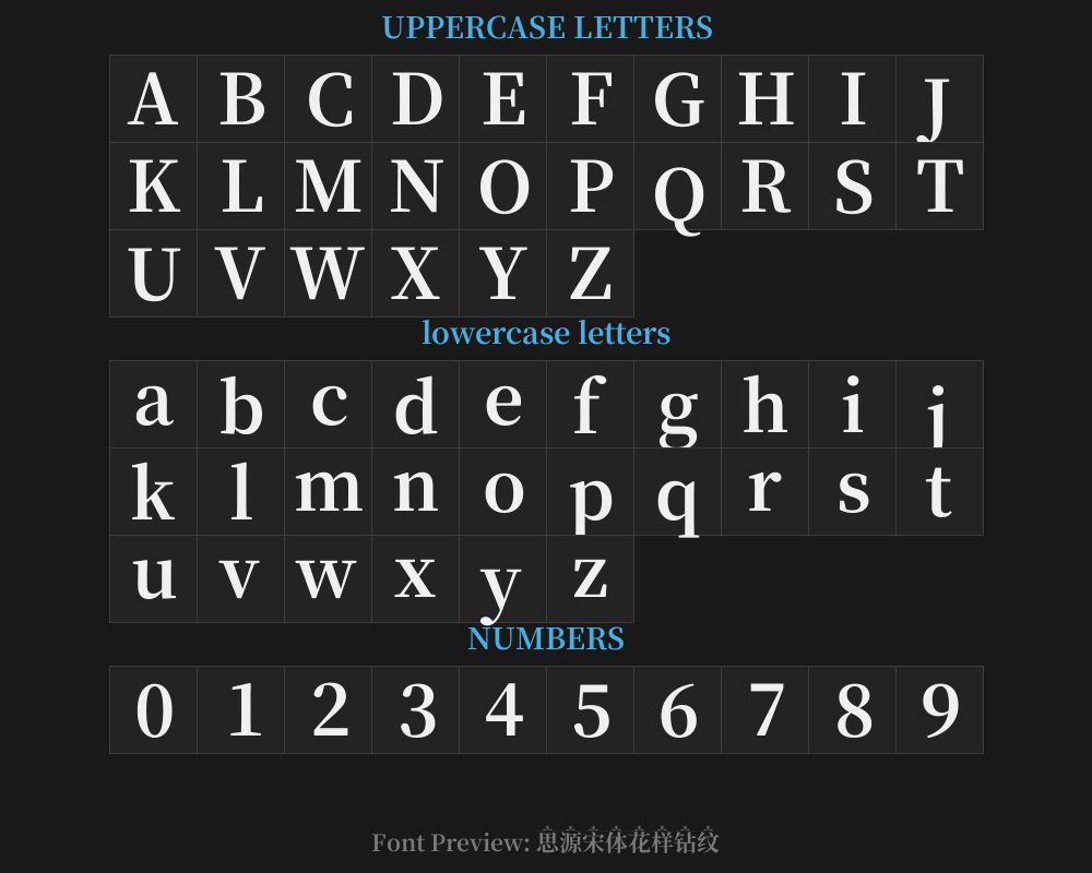 Source Han Song typeface Diamond-patternPreview