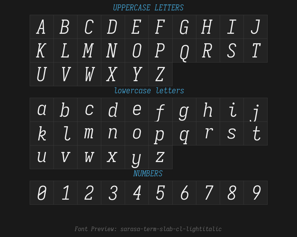 sarasa-term-slab-cl-lightitalicPreview