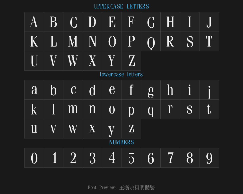 Wang Hanzong was rough and elegant with a complex type. ttfPreview