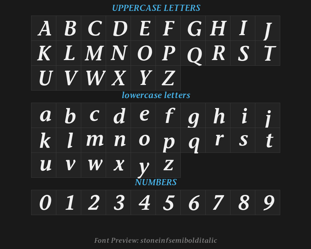 stoneinfsemibolditalicPreview