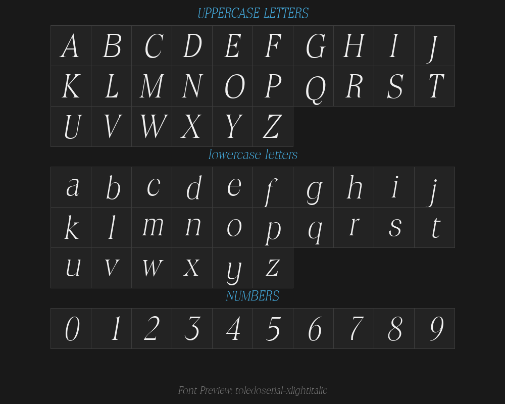 toledoserial-xlightitalicPreview