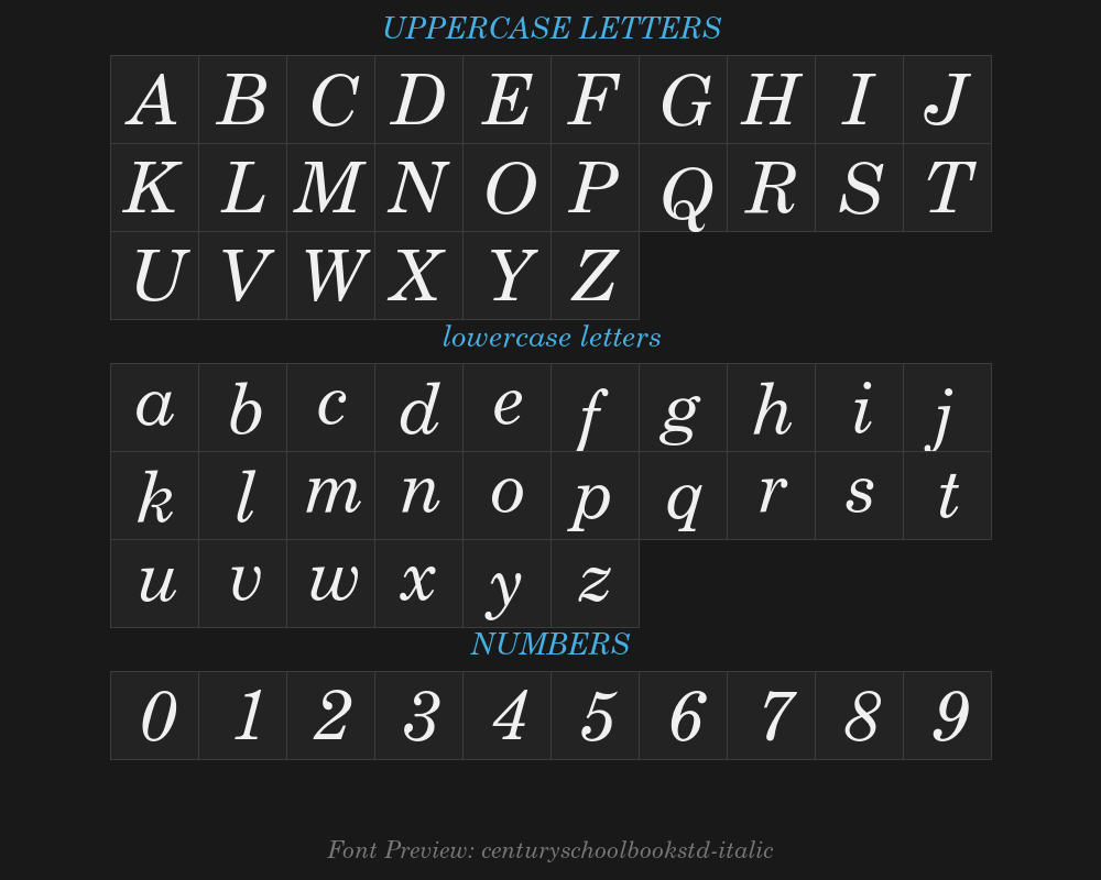 centuryschoolbookstd-italicPreview
