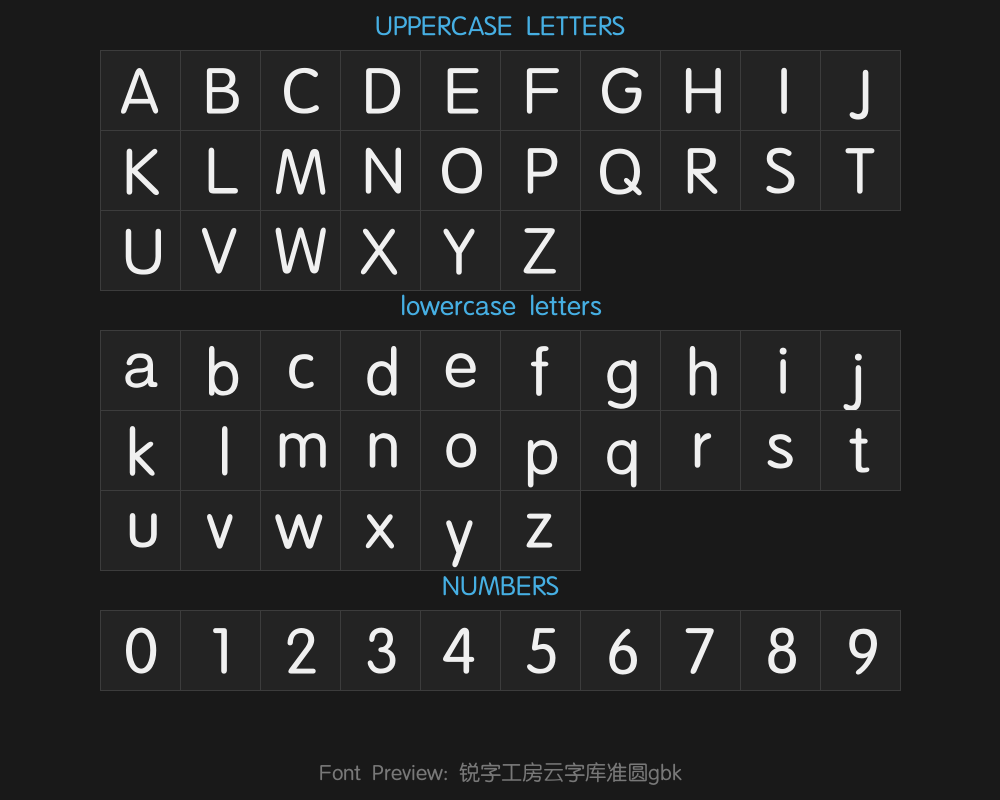 Rui Zi Gongfang Cloud Font Library: Zunyuan gbkPreview
