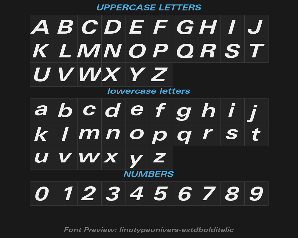 linotypeunivers-extdbolditalicPreview