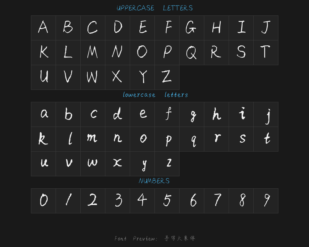 Handwritten elephant typePreview