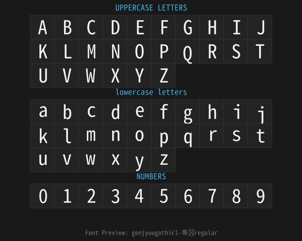 genjyuugothicl- Uniform width -regularPreview