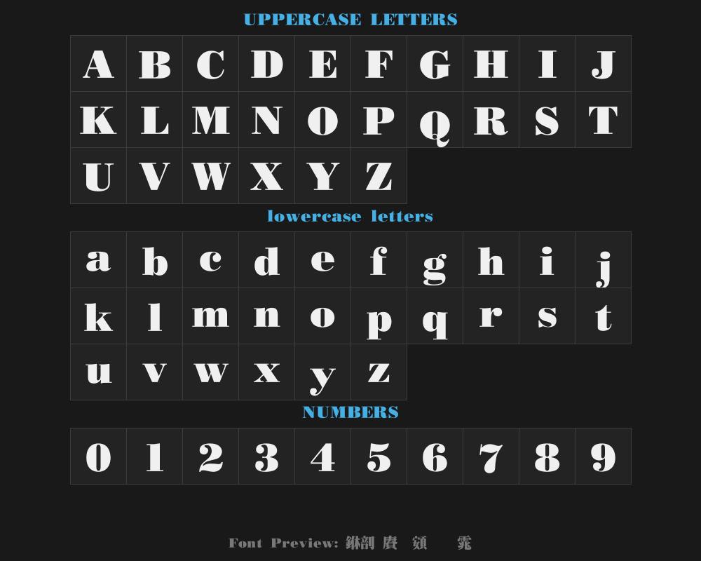 Chinese Longchao Ming typePreview