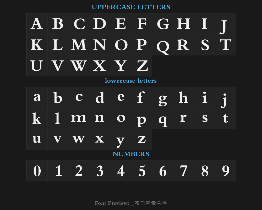4216_ Mini Simplified Clerical typefacePreview