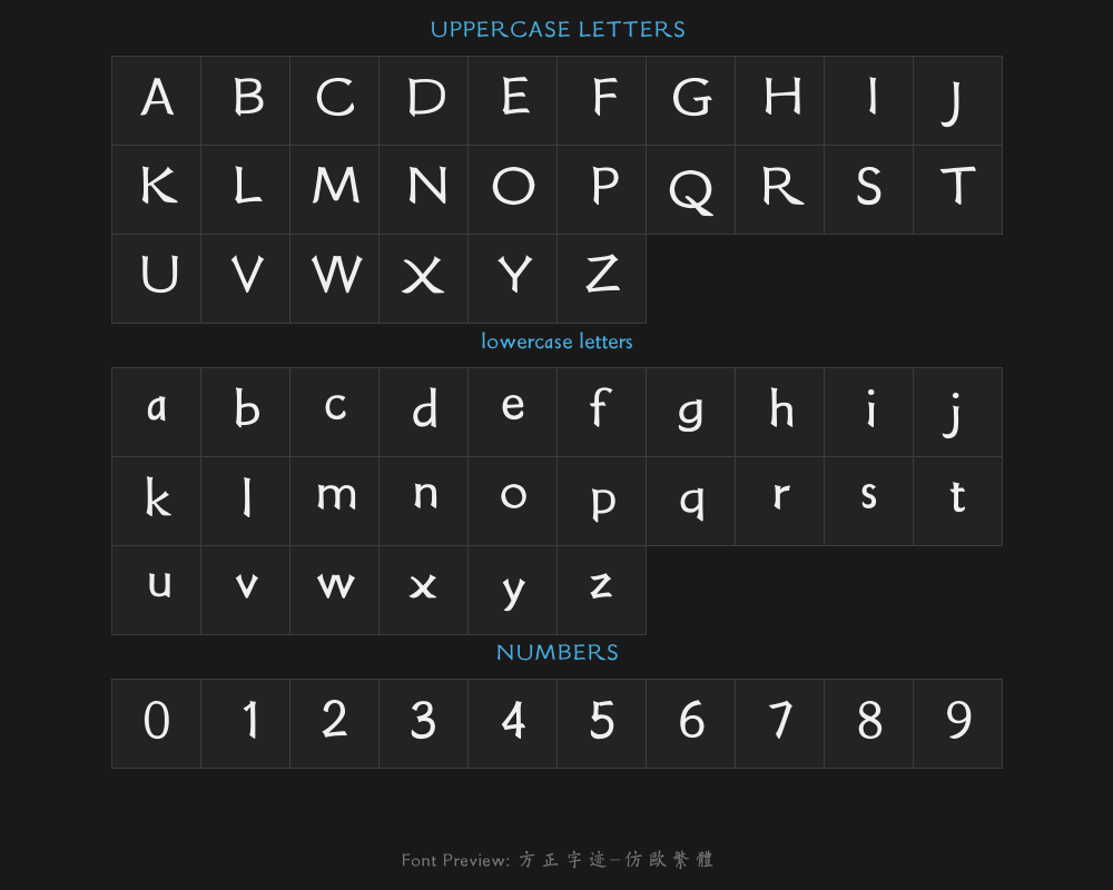 Square handwriting - imitating Traditional European typePreview
