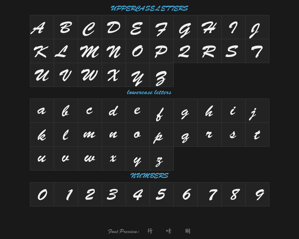Calligraphic running regular script.ttfPreview