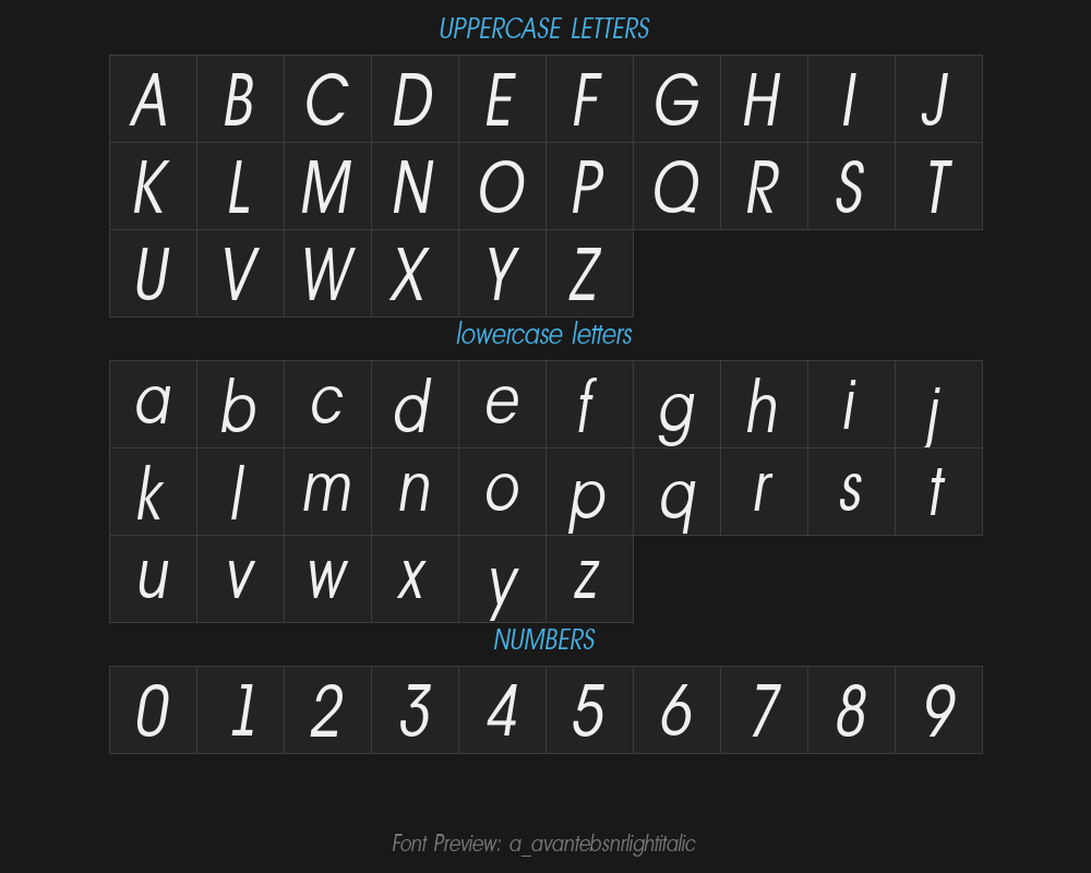 a_avantebsnrlightitalicPreview