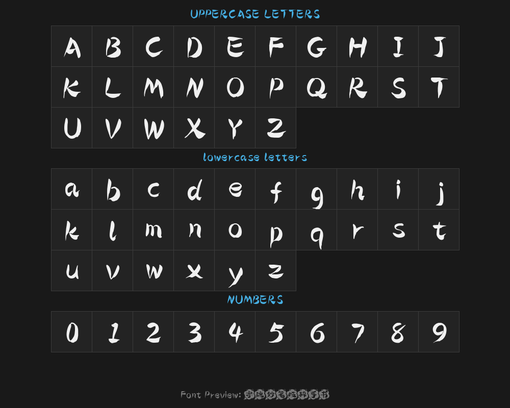 " "字 妙笔 子 Hand Script.ttfPreview