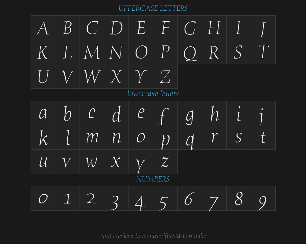 humanaserifitcstd-lightitalicPreview